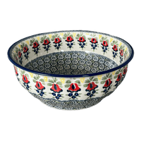 A picture of a Polish Pottery 11" Bowl (Coral Bells) | M087S-DPSD as shown at PolishPotteryOutlet.com/products/11-bowl-coral-bells-m087s-dpsd