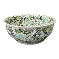 A picture of a Polish Pottery 11" Bowl (Scattered Ferns) | M087S-GZ39 as shown at PolishPotteryOutlet.com/products/11-bowl-scattered-ferns-m087s-gz39