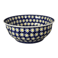 A picture of a Polish Pottery 11" Bowl (Mornin' Daisy) | M087T-AM as shown at PolishPotteryOutlet.com/products/11-bowl-mornin-daisy-m087t-am