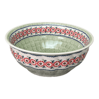 A picture of a Polish Pottery 11" Bowl (Woven Reds) | M087T-P181 as shown at PolishPotteryOutlet.com/products/11-bowl-woven-reds-m087t-p181