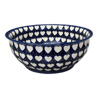 A picture of a Polish Pottery 11" Bowl (Sea of Hearts) | M087T-SEA as shown at PolishPotteryOutlet.com/products/11-bowl-sea-of-hearts-m087t-sea