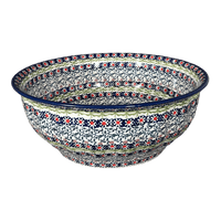 A picture of a Polish Pottery 11" Bowl (Daisy Rings) | M087U-GP13 as shown at PolishPotteryOutlet.com/products/11-bowl-daisy-rings-m087u-gp13