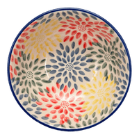 A picture of a Polish Pottery 6" Bowl (Zinnia Bouquet) | M089S-IS05 as shown at PolishPotteryOutlet.com/products/6-bowl-zinnia-bouquet-m089s-is05
