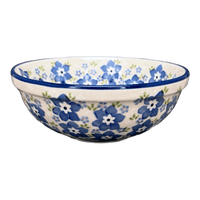 A picture of a Polish Pottery 6" Bowl (Forget Me Not Bouquet) | M089S-PS28 as shown at PolishPotteryOutlet.com/products/6-bowl-forget-me-not-bouquet-m089s-ps28