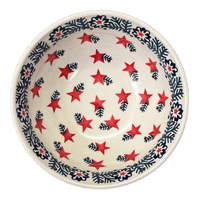 A picture of a Polish Pottery 6.75" Bowl (Evergreen Stars) | M090T-PZGG as shown at PolishPotteryOutlet.com/products/6-75-bowl-evergreen-stars-m090t-pzgg