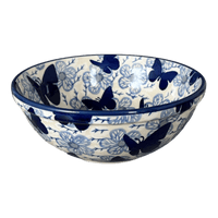 A picture of a Polish Pottery 6.75" Bowl (Blue Butterfly) | M090U-AS58 as shown at PolishPotteryOutlet.com/products/6-75-bowl-blue-butterfly-m090u-as58