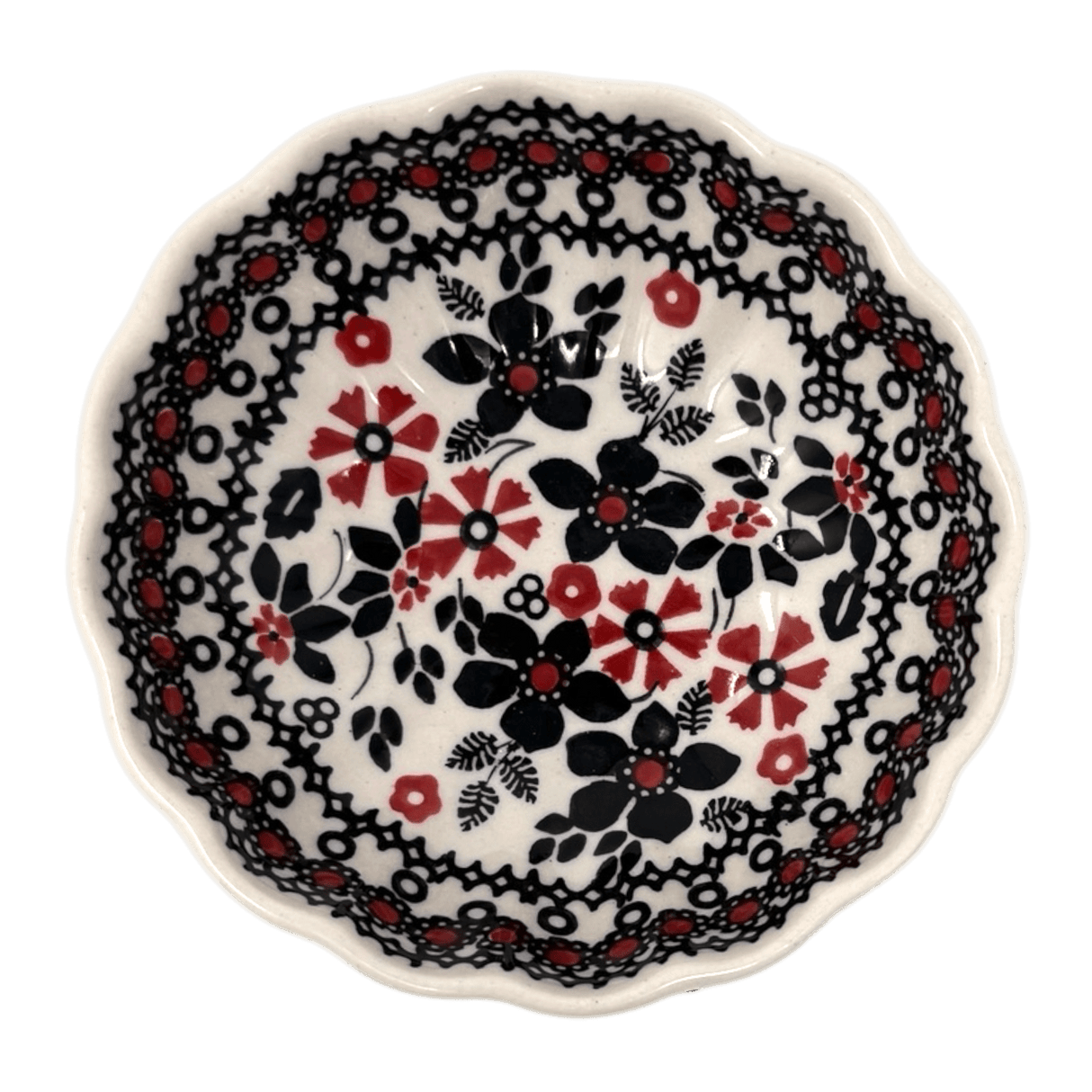 Bowl, Round, Blossom, 4.75" in "Duet in Black & Red" by Manufaktura | M094S-DPCC