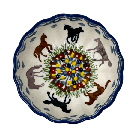 Bowl, Round, Blossom, 4.75" in "Wild Horses" by Manufaktura | M094S-INK1