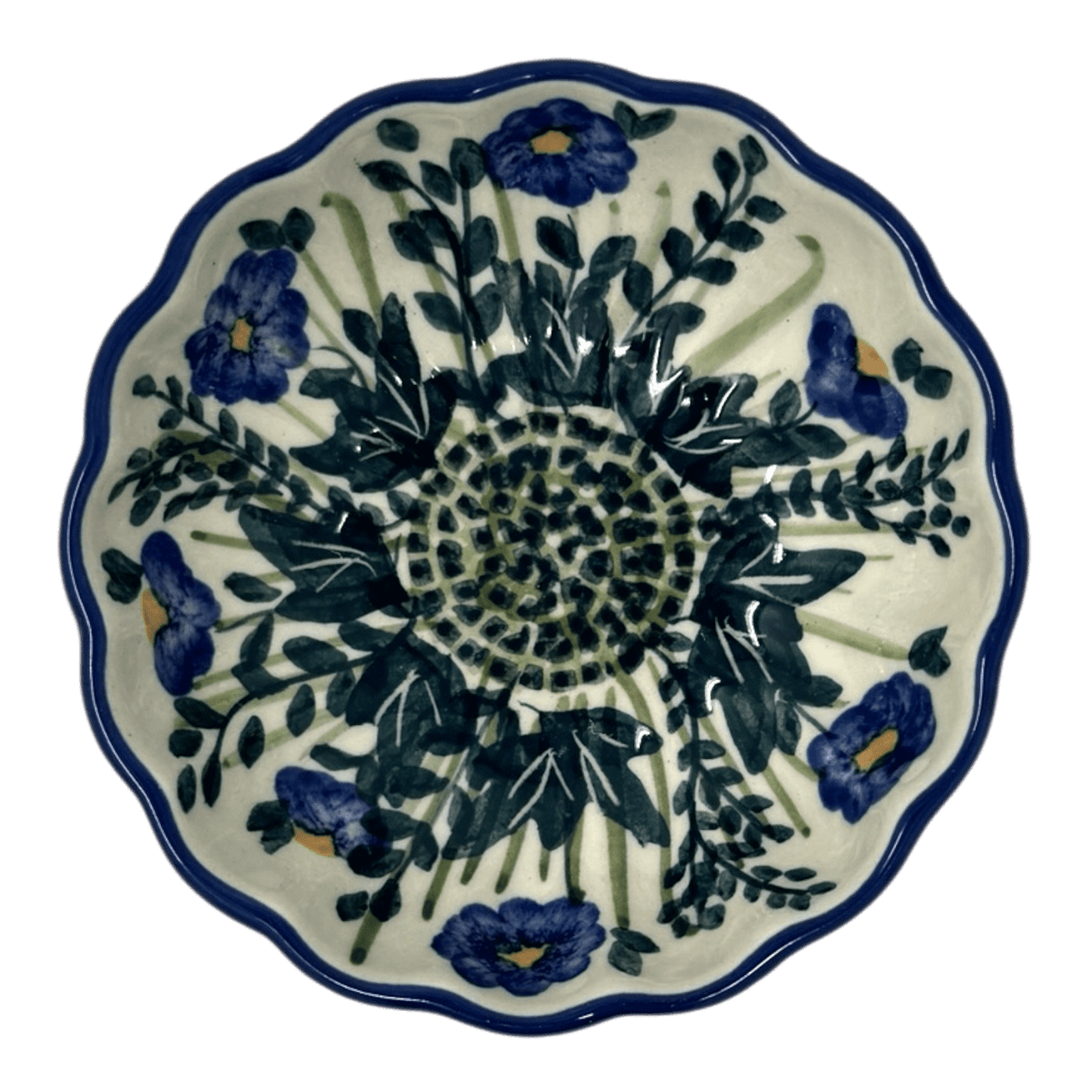 Bowl, Round, Blossom, 4.75" in "Bouncing Blue Blossoms" by Manufaktura | M094U-IM03