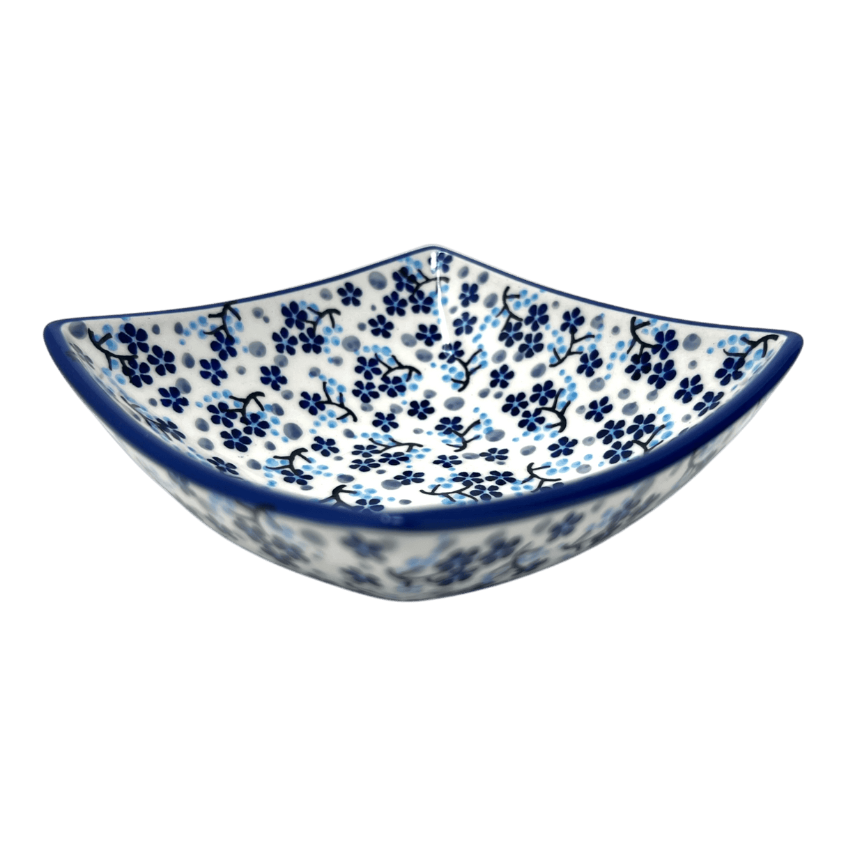 Bowl, Square, Nut, Small, 5.25" in "Scattered Blues" by Manufaktura | M105S-AS45