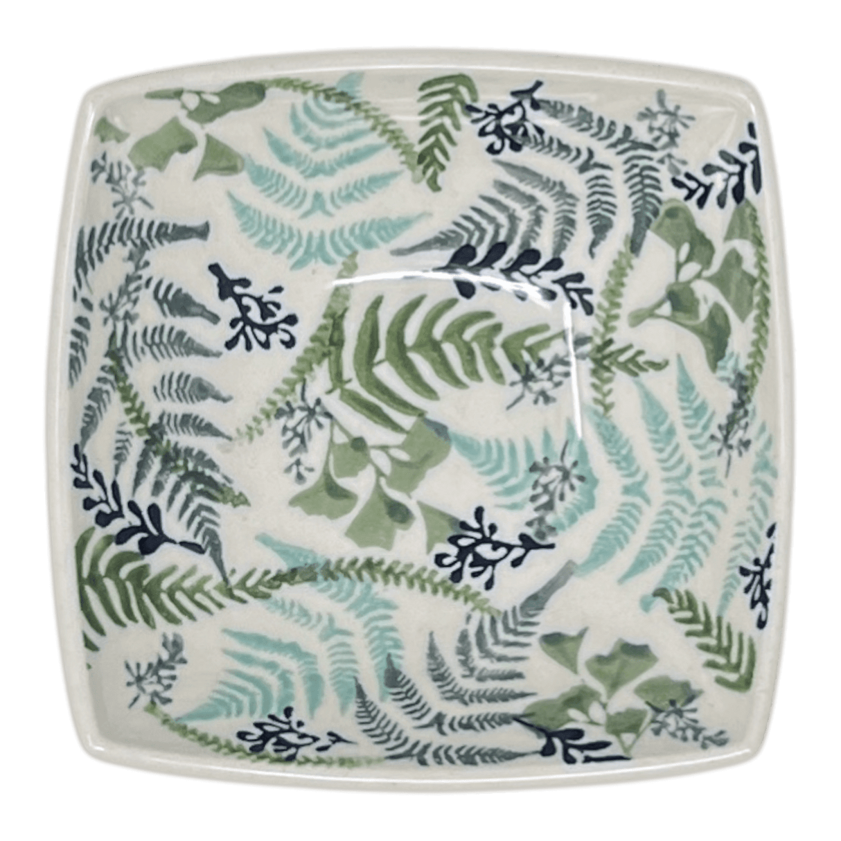 Bowl, Square, Nut, Small, 5.25" in "Scattered Ferns" by Manufaktura | M105S-GZ39
