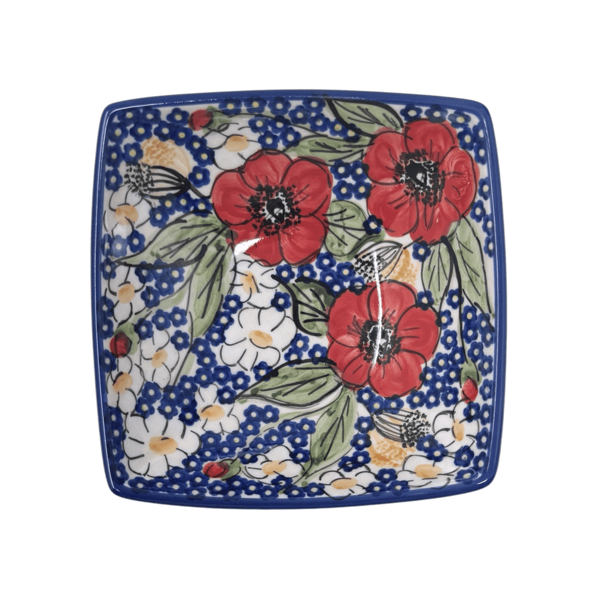 Bowl, Square, Nut, Small, 5.25" in "Poppies & Posies" by Manufaktura | M105S-IM02