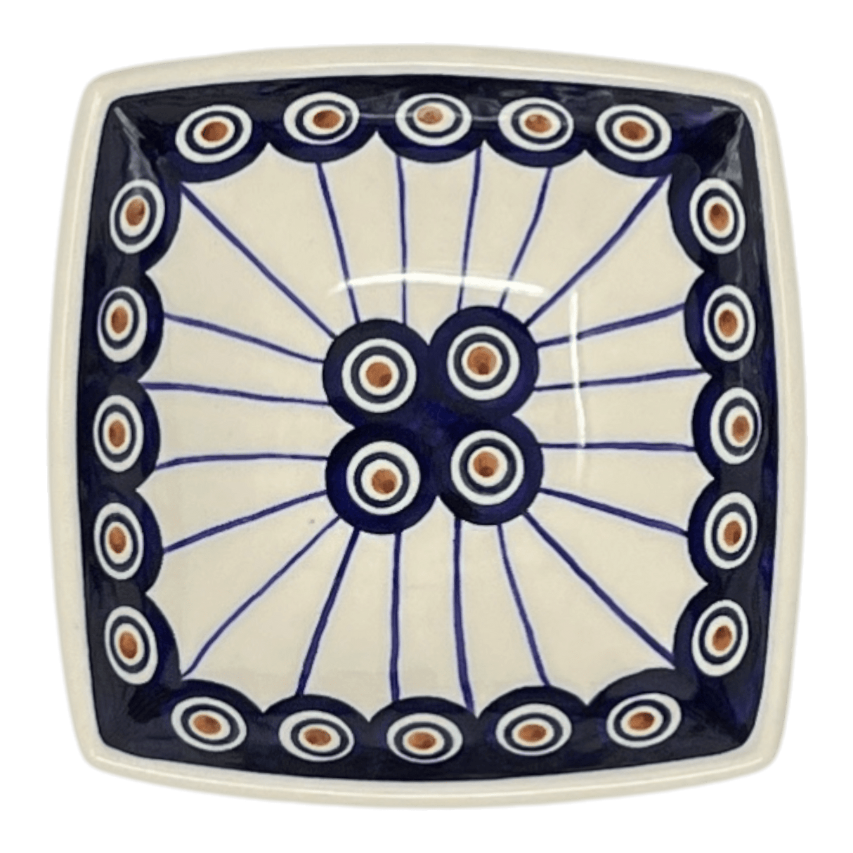 Bowl, Square, Nut, Small, 5.25" in "Peacock in Line" by Manufaktura | M105T-54A