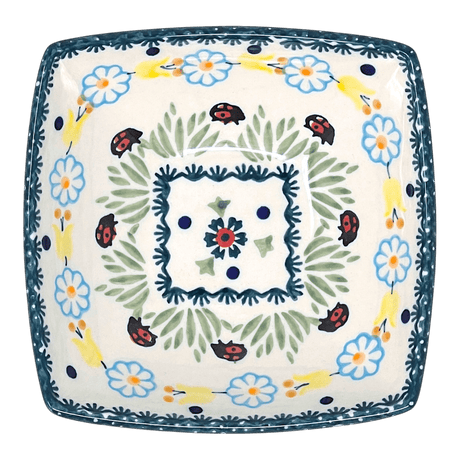 Bowl, Square, Nut, Small, 5.25" in "Lady Bugs" by Manufaktura | M105T-IF45