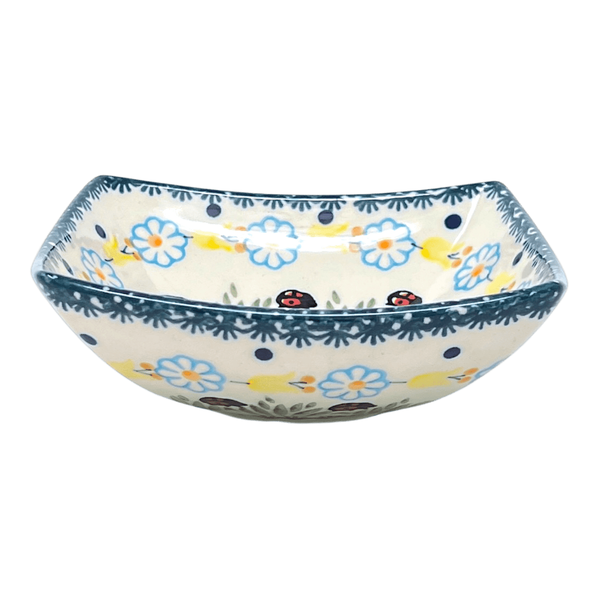 Bowl, Square, Nut, Small, 5.25" in "Lady Bugs" by Manufaktura | M105T-IF45