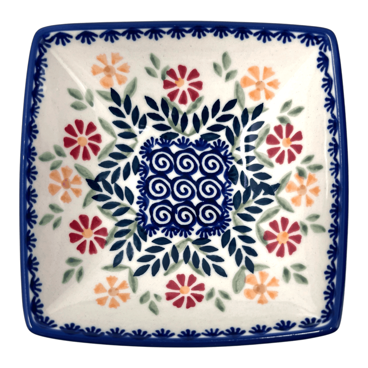 Bowl, Square, Nut, Small, 5.25" in "Flower Power" by Manufaktura | M105T-JS14