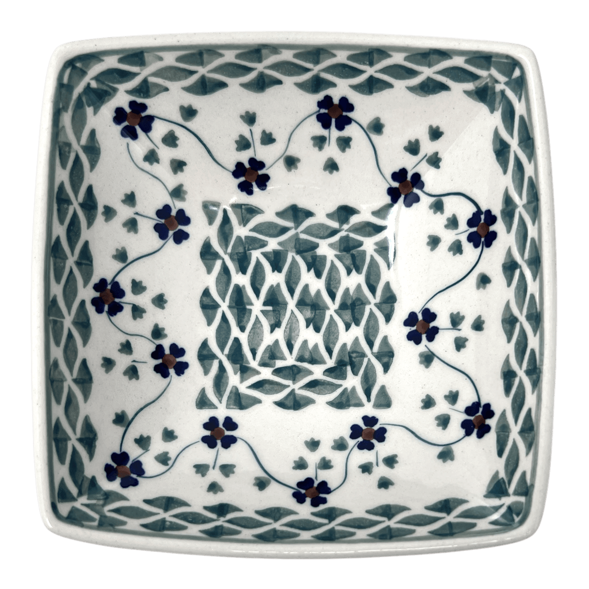 Bowl, Square, Nut, Small, 5.25" in "Woven Pansies" by Manufaktura | M105T-RV