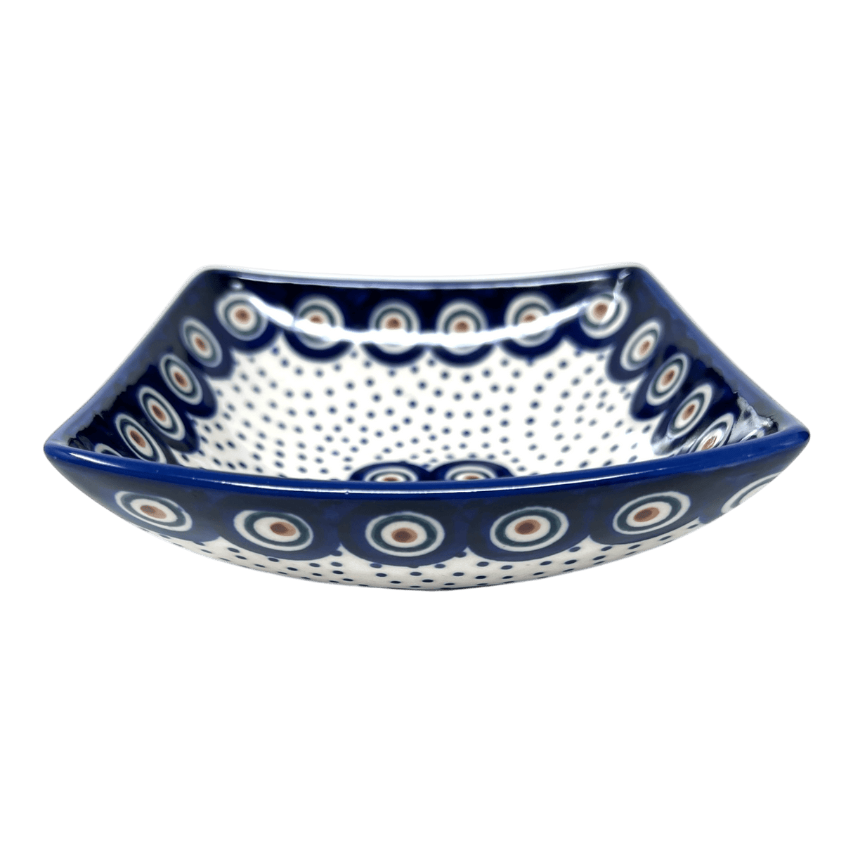 Bowl, Square, Nut, Small, 5.25" in "Peacock Dot" by Manufaktura | M105U-54K