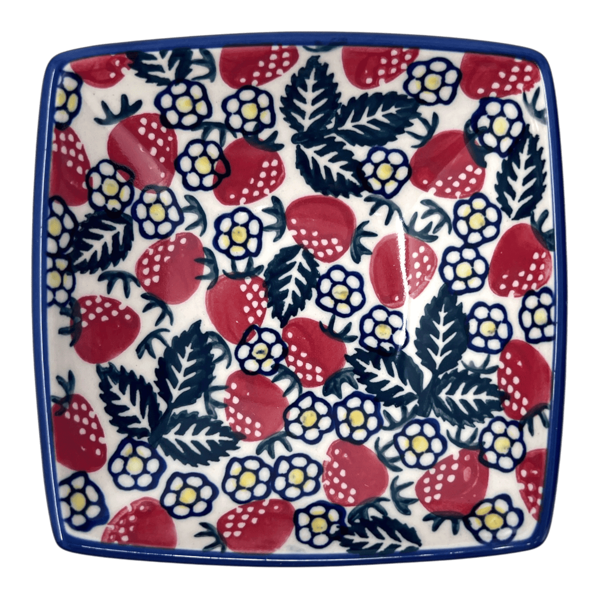 Bowl, Square, Nut, Small, 5.25" in "Strawberry Fields" by Manufaktura | M105U-AS59