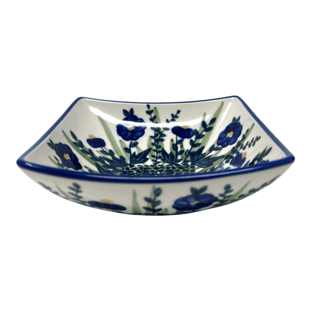 Bowl, Square, Nut, Small, 5.25" in "Bouncing Blue Blossoms" by Manufaktura | M105U-IM03