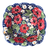 Bowl, Square, Fancy, Berry Bowl, 7.5" in "Poppies & Posies" by Manufaktura | M107S-IM02