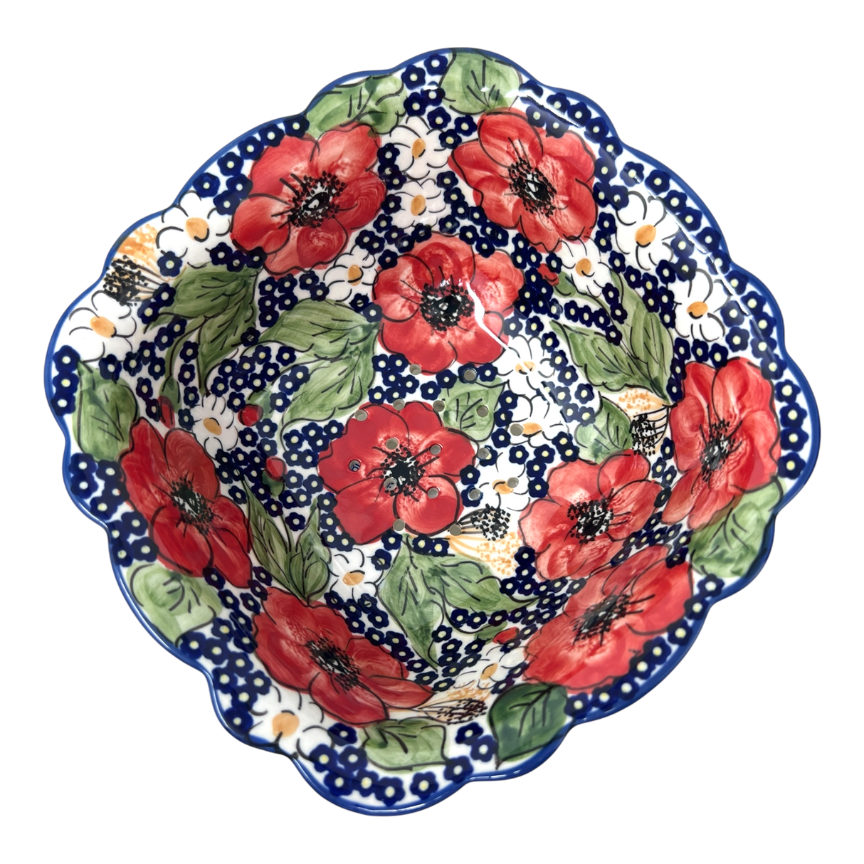 Bowl, Square, Fancy, Berry Bowl, 7.5" in "Poppies & Posies" by Manufaktura | M107S-IM02