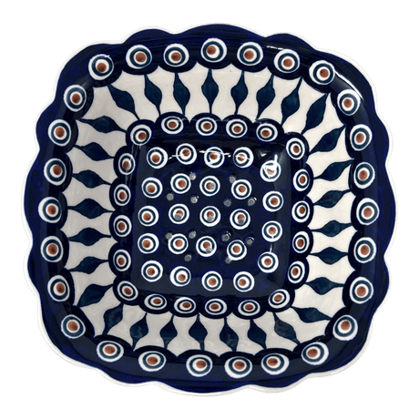 Bowl, Square, Fancy, Berry Bowl, 7.5" in "Peacock" by Manufaktura | M107T-54