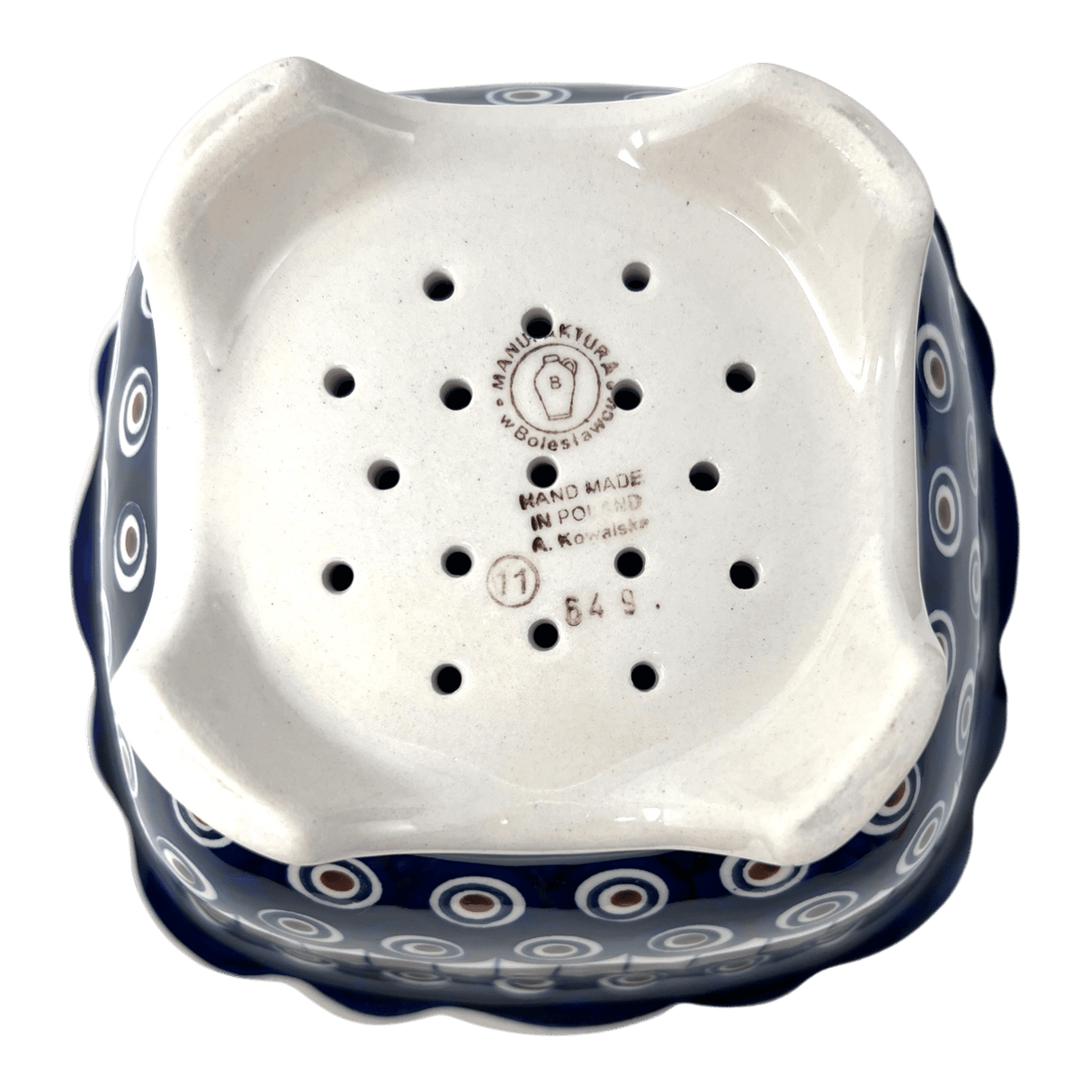 Bowl, Square, Fancy, Berry Bowl, 7.5" in "Peacock" by Manufaktura | M107T-54