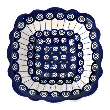 Bowl, Square, Fancy, Berry Bowl, 7.5" in "Peacock in Line" by Manufaktura | M107T-54A