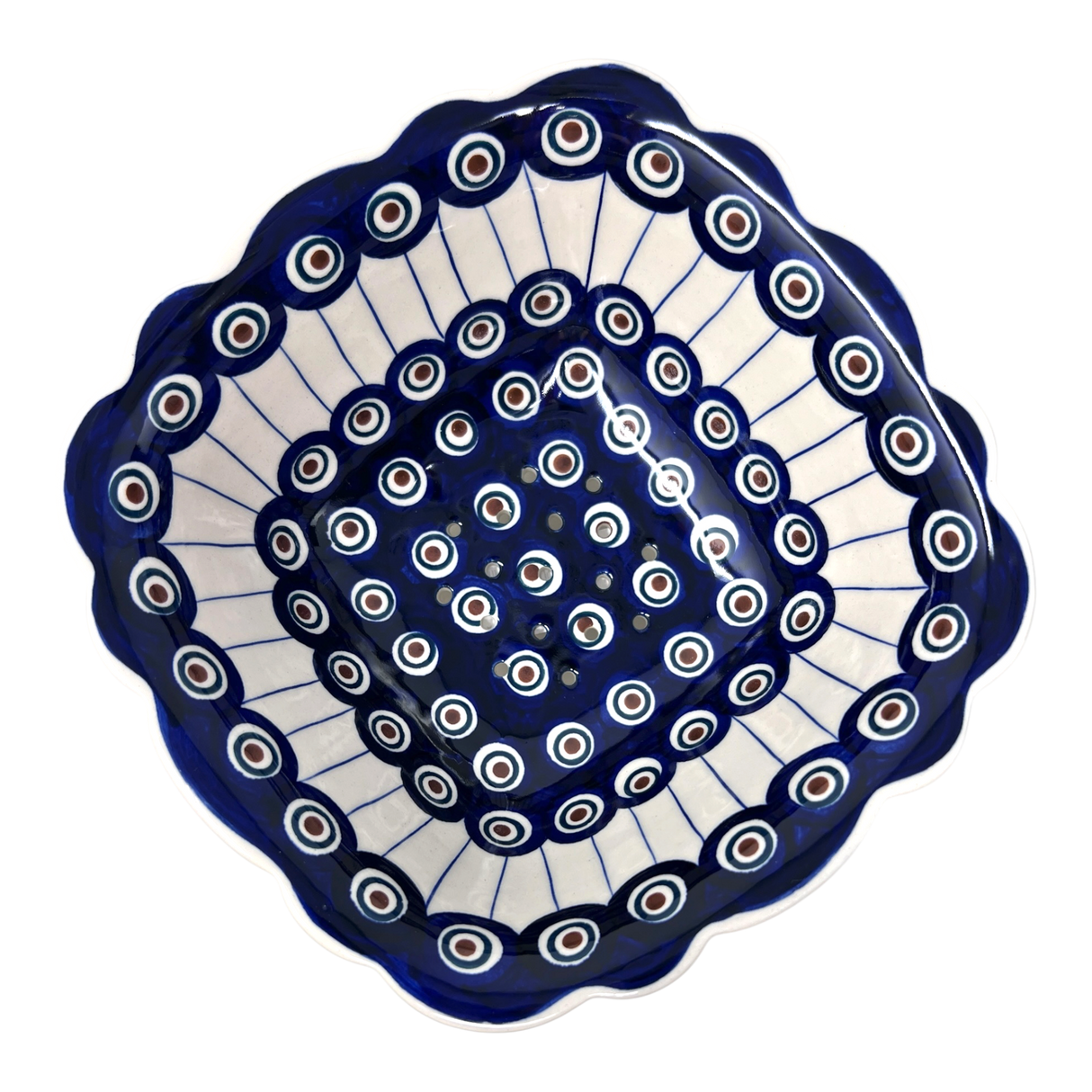 Bowl, Square, Fancy, Berry Bowl, 7.5" in "Peacock in Line" by Manufaktura | M107T-54A