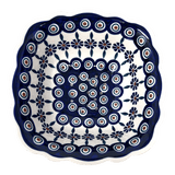 Bowl, Square, Fancy, Berry Bowl, 7.5" in "Floral Peacock" by Manufaktura | M107T-54KK