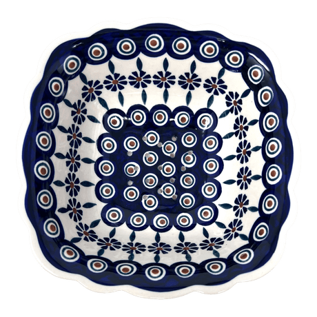Bowl, Square, Fancy, Berry Bowl, 7.5" in "Floral Peacock" by Manufaktura | M107T-54KK