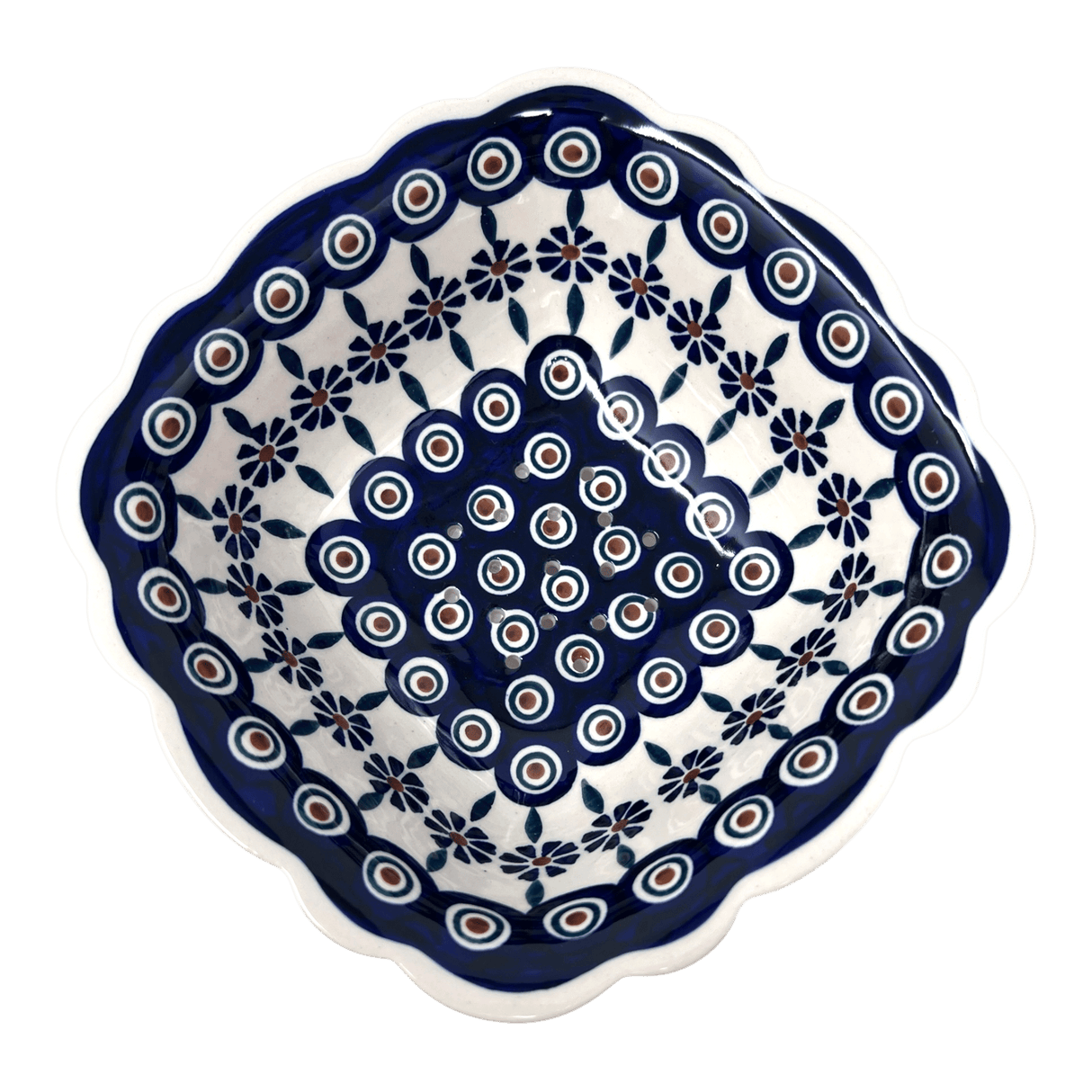 Bowl, Square, Fancy, Berry Bowl, 7.5" in "Floral Peacock" by Manufaktura | M107T-54KK