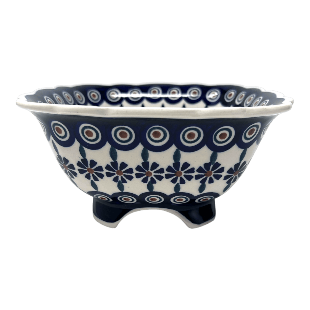 Bowl, Square, Fancy, Berry Bowl, 7.5" in "Floral Peacock" by Manufaktura | M107T-54KK