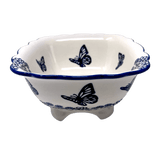 Bowl, Square, Fancy, Berry Bowl, 7.5" in "Butterfly Garden" by Manufaktura | M107T-MOT1