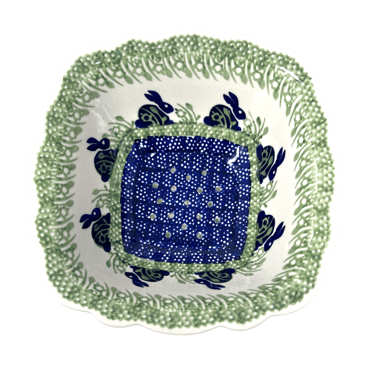 Bowl, Square, Fancy, Berry Bowl, 7.5" in "Bunny Love" by Manufaktura | M107T-P324