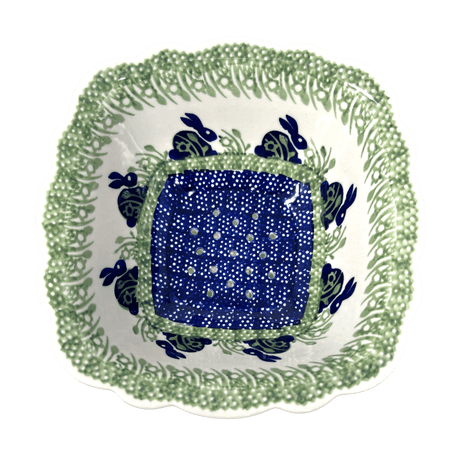 Bowl, Square, Fancy, Berry Bowl, 7.5" in "Bunny Love" by Manufaktura | M107T-P324
