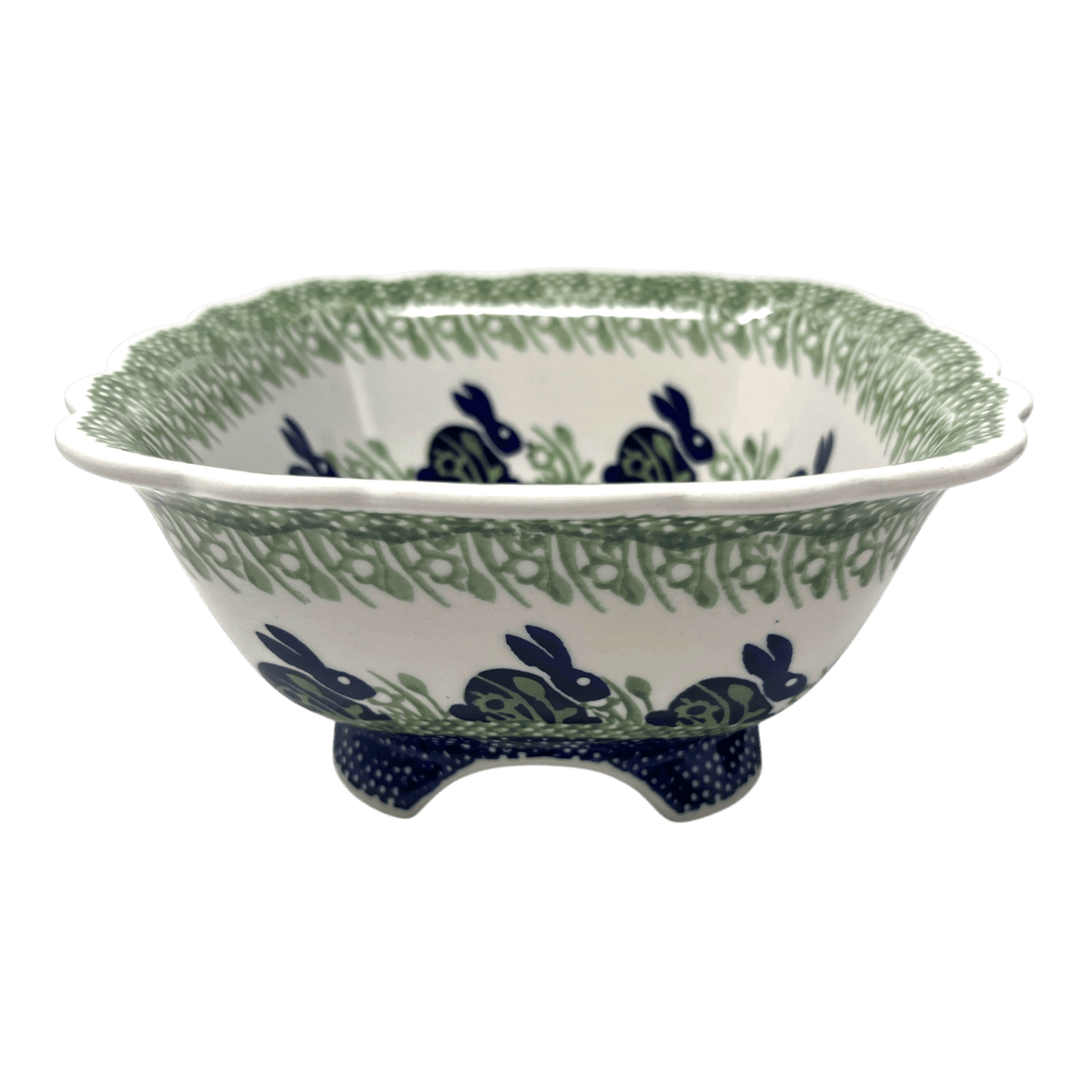 Bowl, Square, Fancy, Berry Bowl, 7.5" in "Bunny Love" by Manufaktura | M107T-P324