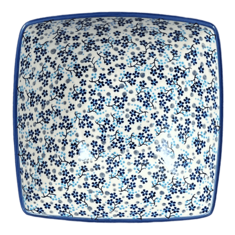 Bowl, Square, Nut, Medium, 7.75" in "Scattered Blues" by Manufaktura | M113S-AS45