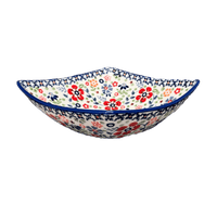 A picture of a Polish Pottery Medium Nut Dish (Full Bloom) | M113S-EO34 as shown at PolishPotteryOutlet.com/products/medium-nut-dish-full-bloom-m113s-eo34