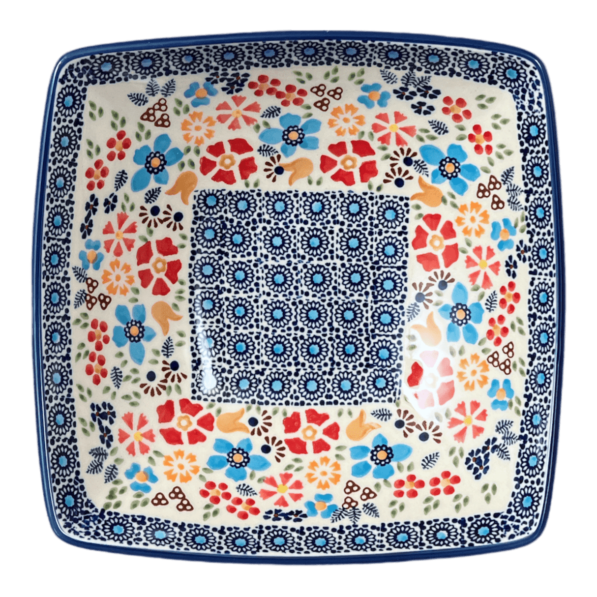 Bowl, Square, Nut, Medium, 7.75" in "Festive Flowers" by Manufaktura | M113S-IZ16