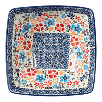 A picture of a Polish Pottery Medium Nut Dish (Festive Flowers) | M113S-IZ16 as shown at PolishPotteryOutlet.com/products/medium-nut-dish-festive-flowers-m113s-iz16