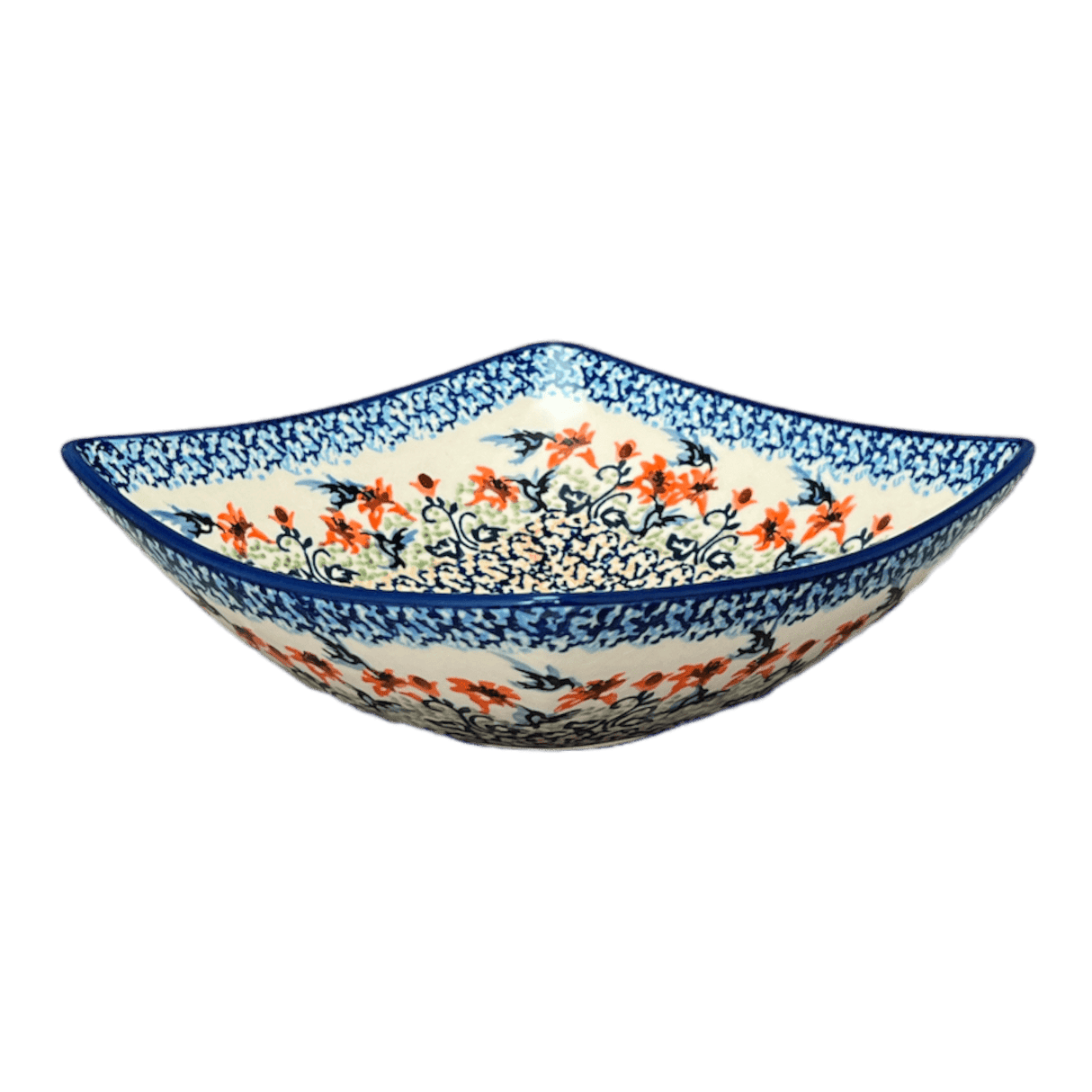 Bowl, Square, Nut, Medium, 7.75" in "Hummingbird Harvest" by Manufaktura | M113S-JZ35