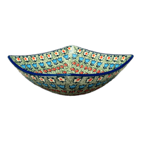 A picture of a Polish Pottery Medium Nut Dish (Amsterdam) | M113S-LK as shown at PolishPotteryOutlet.com/products/7-75-square-bowl-amsterdam-m113s-lk