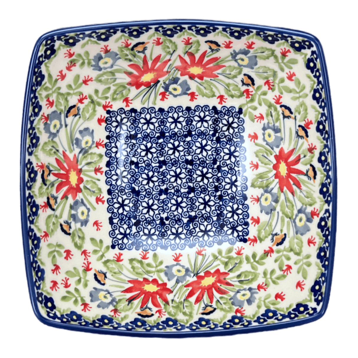 Bowl, Square, Nut, Medium, 7.75" in "Floral Fantasy" by Manufaktura | M113S-P260