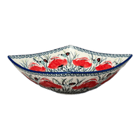 A picture of a Polish Pottery Medium Nut Dish (Poppy Paradise) | M113S-PD01 as shown at PolishPotteryOutlet.com/products/7-75-square-bowl-poppy-paradise-m113s-pd01