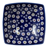 A picture of a Polish Pottery Medium Nut Dish (Midnight Daisies) | M113S-S002 as shown at PolishPotteryOutlet.com/products/medium-nut-dish-midnight-daisies-m113s-s002