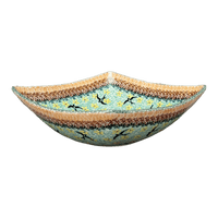 A picture of a Polish Pottery Medium Nut Dish (Capistrano) | M113S-WK59 as shown at PolishPotteryOutlet.com/products/7-75-square-bowl-capistrano-m113s-wk59