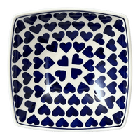 A picture of a Polish Pottery Medium Nut Dish (Whole Hearted) | M113T-SEDU as shown at PolishPotteryOutlet.com/products/medium-nut-dish-whole-hearted-m113t-sedu