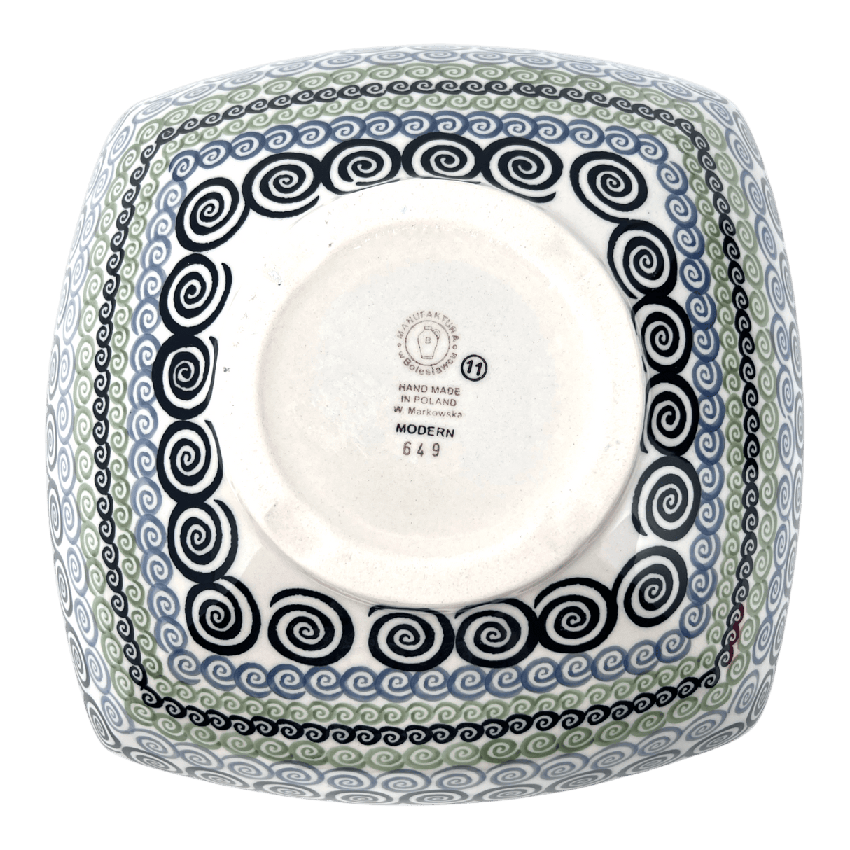 Bowl, Square, Nut, Large, 10.5" in "Hypnotic Whirlpool" by Manufaktura | M121M-CGZC